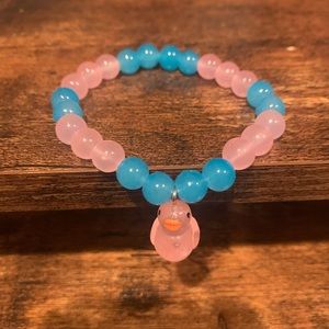 NEW HANDMADE GLASS BEAD BRACELET WITH DUCK CHARM